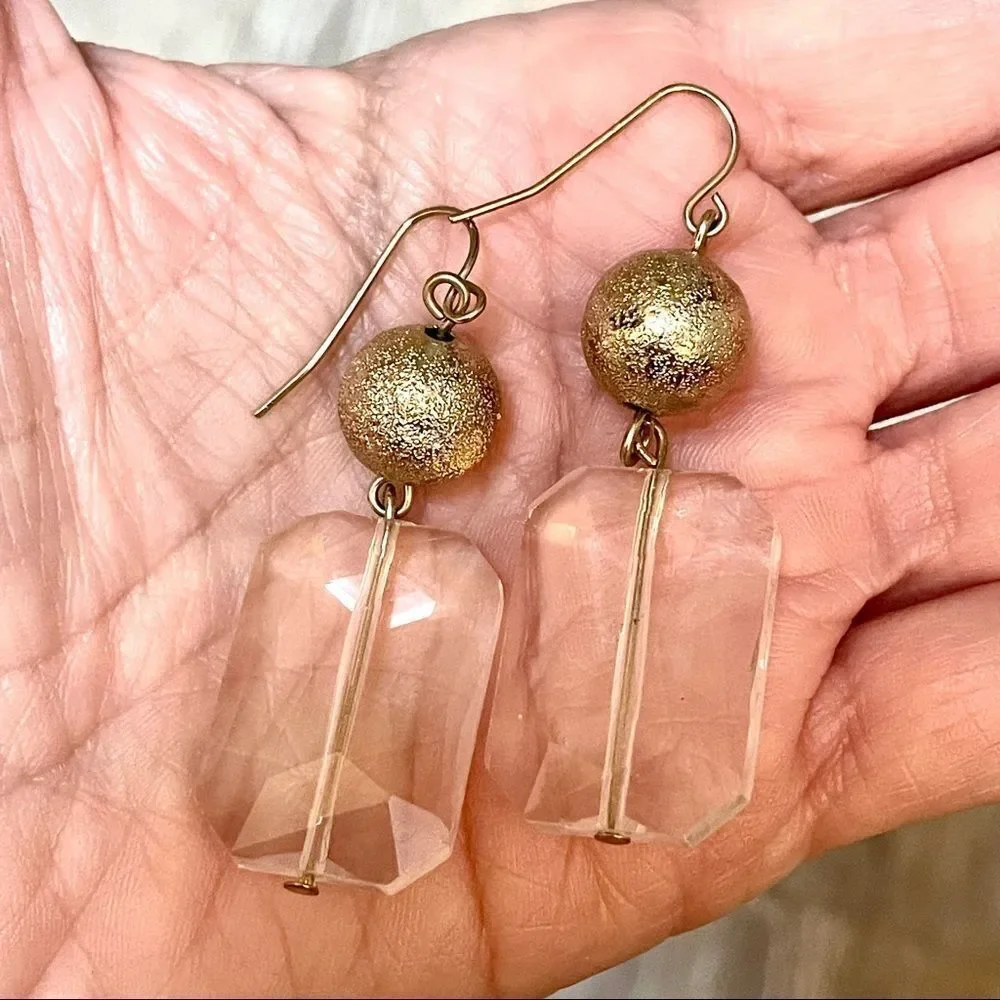 Gold and clear bead drop earrings every bead